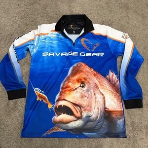 Savage Gear Men's Long Sleeve Fishing Shirt Sun Protection Snapper‎ Graph  S
